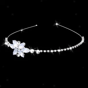 Children Girls Flower Crystal Wedding Headband Crown Hair Band Accessories US - Picture 1 of 6