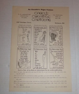 Carey’s Creative Cartoons African American Cartoon Comics 1931 Advertising Flyer - Picture 1 of 8