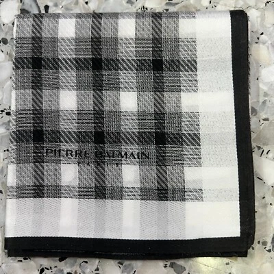 "PAÑUELO DE HOMBRE DE COLECCIÓN A CUADROS NEGRO BLANCO CLÁSICO ALGODÓN BOLSILLO ARTE CUADRADO 18"" #PB20" Foto 1 de 3