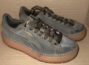 puma suede platform strap kaki