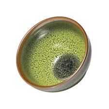 Tenmoku Tea Bowl, Natural Green Partridge Feature Pattern Fired in Kiln JianZhan