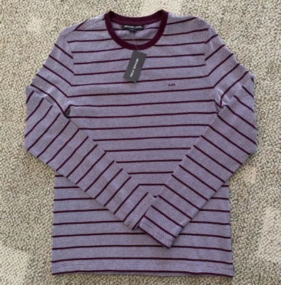 Para Hombres Michael Kors Manga Larga Pullover Algodón Top Cordobés Rayas Talla Pequeña Foto 1 de 3