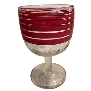 Copa de punto moneda banda roja Bartlett-Collins vintage mediados de siglo vidrio años 60 70 - Imagen 1 de 10