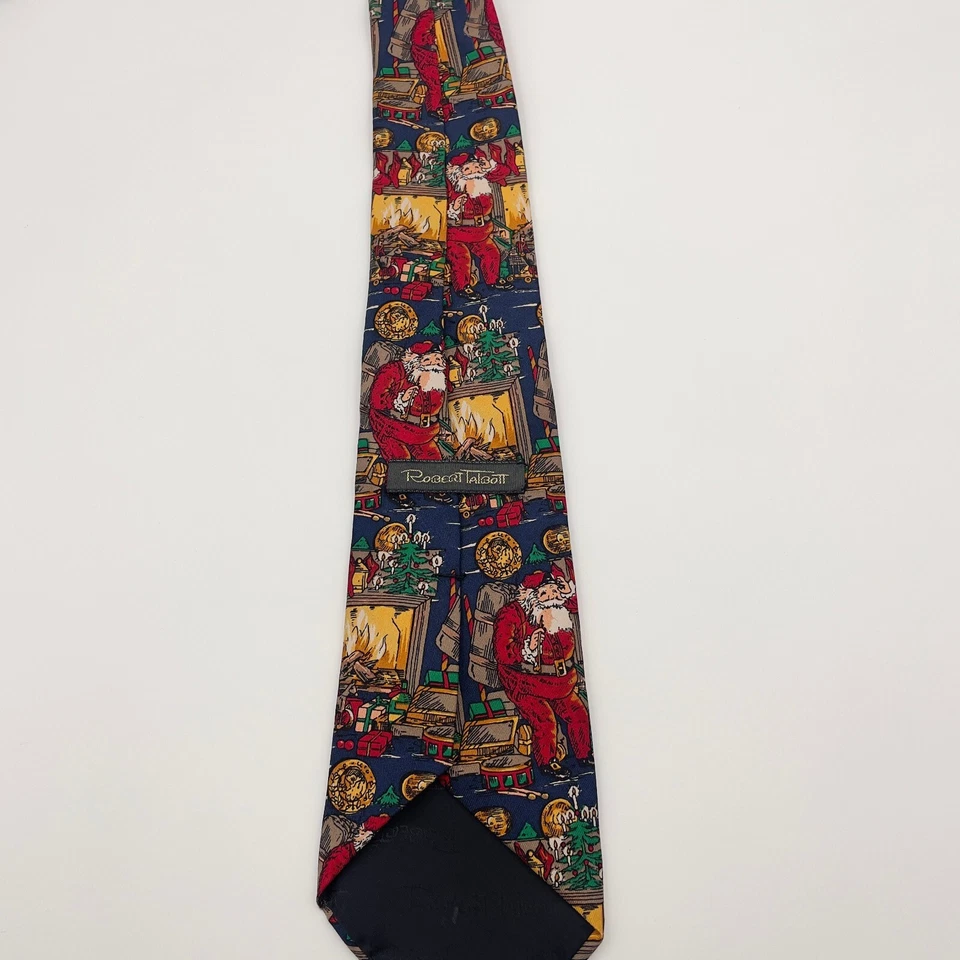 Vintage Robert Talbott Neck Tie 3.5" Silk Santa Christmas Holiday Made In USA - Image 1 of 4