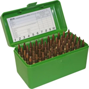 MTM Rifle Ammo Box - 50 Round Flip-Top 22-250 6mm PPC 7mm BR - Green RS-S-50-10 - Picture 1 of 1