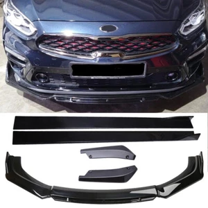 For Kia Forte Front Bumper Lip Splitter Spoiler Gloss + Side Skirts + Rear Flaps - Picture 1 of 17