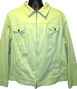 Charter Club Celedon Green Stretch Cotton Zip Front Denim Jacket Plus Size 3X - Picture 1 of 3