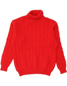 BENETTON Womens Roll Neck Jumper Sweater UK 18 XL Red Wool FW10 - Picture 1 of 3