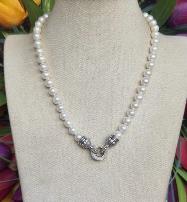 Collar de perlas magnéticas con broche de plata de ley 925 Judith Ripka #9 Foto 1 de 4