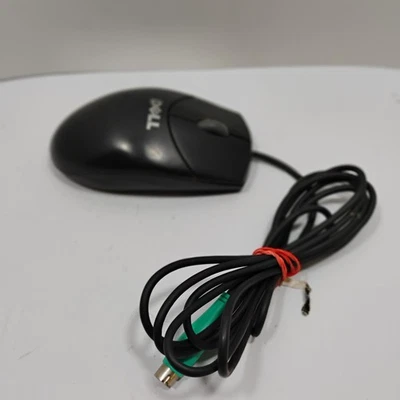 Vintage DELL M071KC Black PS/2 Scroll Wheel Wired Ball Mouse Tested - Image 1 of 4
