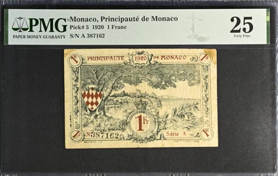 Monaco 1 FRANC P-5 1920 EMERGENCY issue Pre Euro World Currency NOTE - Image 1 of 2