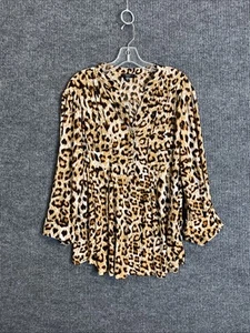 Cocomo Womens Animal Print Popover Blouse Size 3X Stretchy Comfort Pleated - Picture 1 of 9