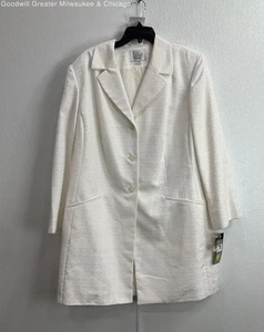 Le Suit Women White Textured Notch Lapel Long Sleeve Three Button Blazer 20W - Picture 1 of 3