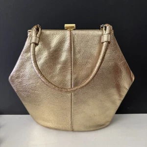 Lamé After Five Evening Gold Hand Bag Purse 60’s 70’s Vintage Metallic - Picture 1 of 10
