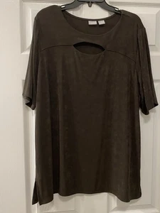 Blusa Chico’s Travelers 4 (mujer’s 16/18) marrón manga corta sin arrugas - Imagen 1 de 7