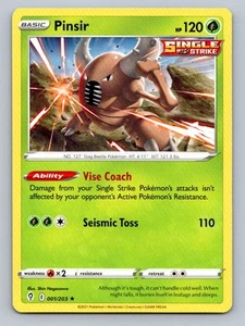 Pokemon Pinsir SWSH07: Evolving Skies 001/203 Near Mint NM - Picture 1 of 2