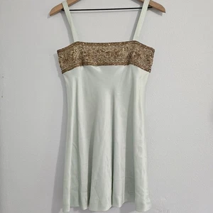 Vintage Joanna Nelson 1960s-1970s Mint Green Slip Dress Vintage Size 6 - Picture 1 of 9