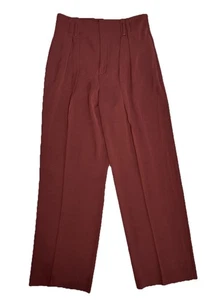 Vince Wide Leg High Rise Trouser Womens 10 Rust Red Dress Pants Pleated - Picture 1 of 7