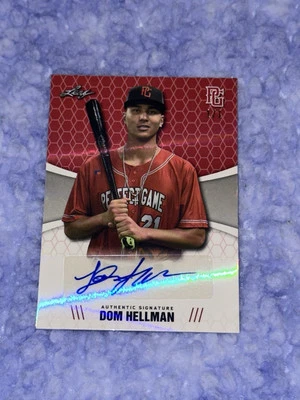 DOMINIC DOM HELLMAN 2021 Leaf Perfect Game RED SHIMMER Autograph #1/1 OREGON - Image 1 of 2