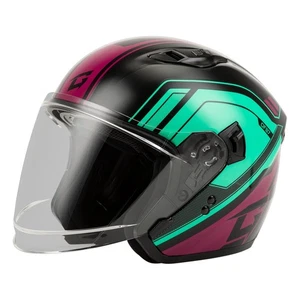 Gmax OF-87 Duke Black/Aqua Open Face Helmet w/LED Light - Adult Sizes XS - 2X - Picture 1 of 5