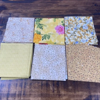FAT QUARTERS FOR QUILTING AND CRAFTING Fabric Lot Of 6, flowers, multicolor - Image 1 of 4