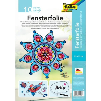 10 Blatt Fensterfolie 23x33 cm selbsthaftend transparent/farblos folia 450230 - Bild 1 von 2
