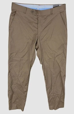 Bloomingdale's Men's Beige Solid Slim-Fit Wool Dress Pants Size 34W - Image 1 of 2