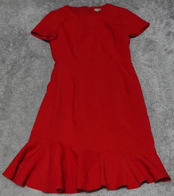 Vestido Vaina Cremieux Para Mujer Talla 4 Rojo Cuello Redondo Manga Corta Volantes Foto 1 de 4