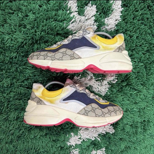 Size 8G / 8.5M - Gucci Rhyton Sneaker Beige White Yellow - Clean | eBay