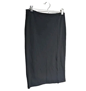 Solemio Los Angeles Pencil Skirt Women Large Back Zipper Below Knee Slit Black L - Picture 1 of 8