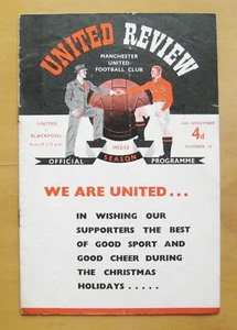 MANCHESTER UNITED v BLACKPOOL 1952/1953 Good Cond Boxing Day Football Programme - Picture 1 of 3