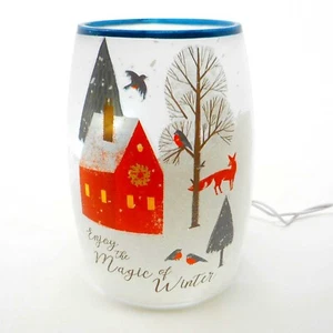 Stony Creek Decorative Lighted Glass Magic Winter Fox Barn Bird 5.5" Vase MWM01B - Picture 1 of 8