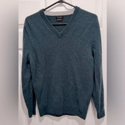 Massimo Dutti lana cachemir mezcla bosque verde turquesa cuello en V capas suaves L Foto 1 de 4