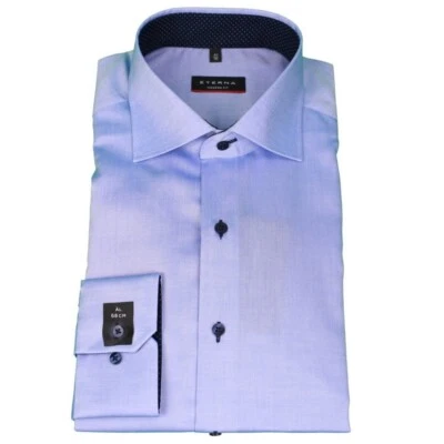 Eterna Hombre Camisa Manga Larga Businesshemd Modern Fit Azul Liso Extralargo Ar - Imagen 1 de 3