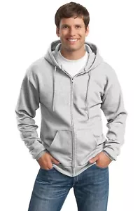 Port & Company Men's Tall Essential Fleece Full Zip Hooded Sweatshirt - PC90ZHT - Picture 1 of 10