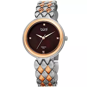 Women's Burgi BUR193SS Diamond Mother of Pearl Stainless SteelBracelet Watch - Picture 1 of 4