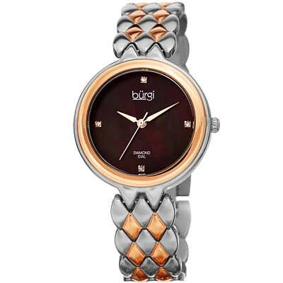 Relógio feminino Burgi BUR193SS pulseira de aço inoxidável diamante madrepérola - Imagem 1 de 4