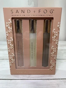 Sand + Fog Parfum Oil Set of 3 Rollerball Vanilla Musk Santal Cardamom Jasmine - Picture 1 of 2