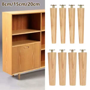 4pcs Furniture Legs Feet Wooden Turned Lounge Couch Sofa Cabinet Raw-~ - Picture 1 of 15