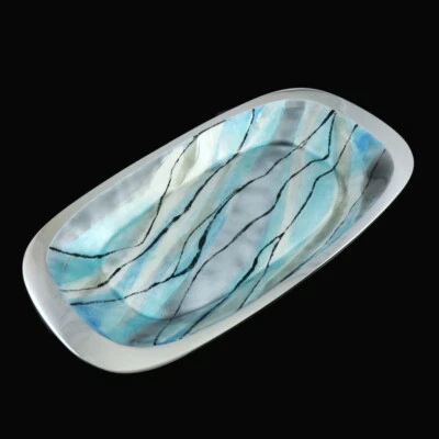 A. Michelsen. Large Sterling Silver Tray with Enamel - Inger Hanmann 1981 - Image 1 of 4