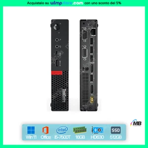 MINI PC RINNOVATO LENOVO M910Q WIN 11 i5-7500T RAM 16GB SSD 512GB OFFICE WI-FI - Foto 1 di 4