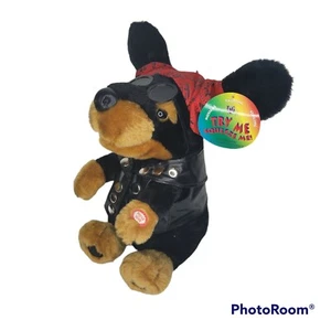 PBC Musical 12” Chopper Plush Stuffed Animal Dog Motorcycle Rider Born To Be - Picture 1 of 6