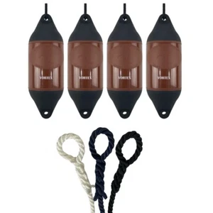 4 x HURRICANE Vortex Bootsfender: braun PM03 - FREE SPLICED END 10MM SEIL - Bild 1 von 2