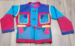 Vintage Kinder Wendejacke Gr. L (ca. 4T) Patchwork Colorblock - Bild 1 von 8