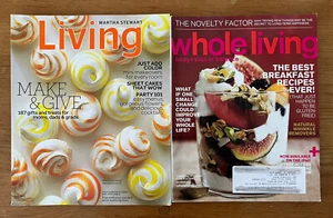 WHOLE LIVING  body + soul MAGAZINE MARTHA STEWART Oct. 2012 & LIVING MAGAZINE - Picture 1 of 2