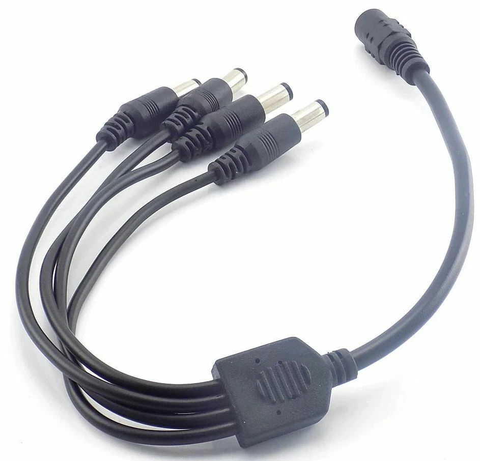 DC Power Splitter Female Barrel Jack to 4x Male Plug Connector Cable 2.1mm*5.5mm - image 1 of 1
