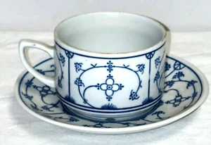 JAGER EISENBERG GERMANY BLUE & WHITE 2" CUP & SAUCER - Picture 1 of 2