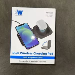 Just Wireless 20W Dual Qi Foldable Charging Pad with 4ft TPU Cable - Black NEW - Picture 1 of 6