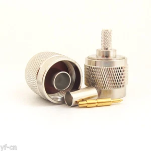 1 set Nickel N Type N Male Plug Crimp RF Coaxial Connector for RG58 50ohm Cable - Picture 1 of 5