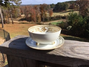 NORITAKE Fancy Style Gold Flowered Footed Serving Bowl with Underplate - Picture 1 of 4